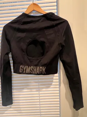 Gymshark Ultra Seamless Long Sleeve Crop Top Black L Large Cutout Back GLCT4249 thumbnail 6