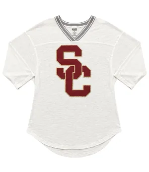 VS PINK University of Southern California USC Trojans oversized gameday shirt XS thumbnail 1