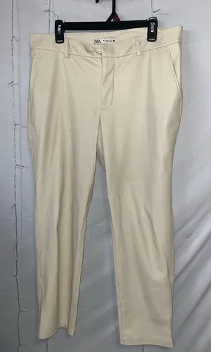 Zara women Cream Straight-Leg Pants thumbnail 1