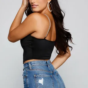 Windsor Gleam And Glow Rhinestone Bustier Top Women’s Small Black Cropped Satin thumbnail 2