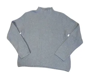 J. Crew Sweater Womens Size M Blue Waffle Knit Mock Neck Pullover Long thumbnail 1