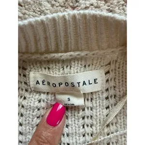 Aeropostale Cropped Knit Sweater Small Ombre Stripe Chunky Textured Pullover S thumbnail 2