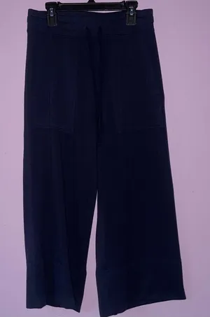 Quince Size XS Modal Sweatpants Wide Leg Crop Navy Pull On thumbnail 1