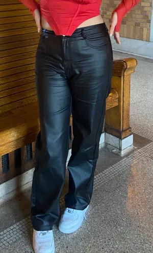 High-Waisted Faux Leather Pants Amazon thumbnail 1
