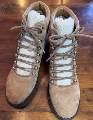 Marc Fisher Ltd Nairy Faux Fur Trim Hiking Boots Brown Women'S Size 9 New thumbnail 1