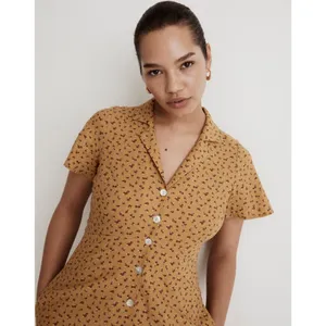 Madewell Kacie Mini Shirtdress Bitsy Bouquet Yellow Floral Size 10 thumbnail 5