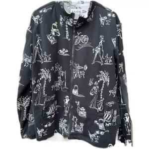 E.L.C.C. Size large vintage tropical themed oversized jacket. Black thumbnail 3