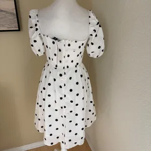 O.P.T Polka Dot River Pleated Mini Dress Whote Black Size‎ XS NWT thumbnail 3