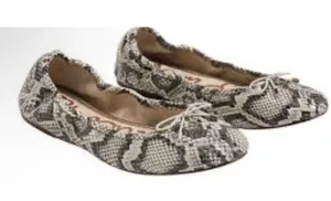 Sam Edelman Felicia Roccia Leather Snakeskin Ballet Flats Women's‎ Size 6 Bow! thumbnail 1