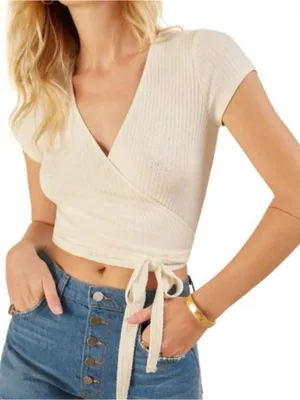 Reformation Flora Ribbed Wrap Tee thumbnail 1