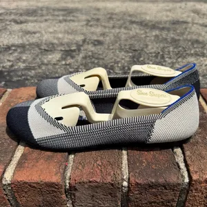 Rothy's The Flat Round Cap Toe Plaid Blue Halo Limited Edition Ballet Shoes 7 thumbnail 5