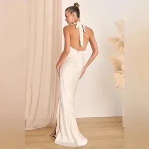 Lulus Ivory‎ Halter Maxi Dress Formal Gown Sleeveless Evening Party Size S thumbnail 10