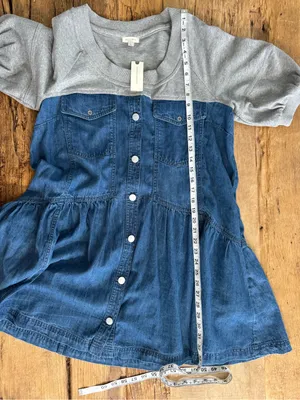 NWT Anthropologie Pilcro Denim Sweatshirt Twofer Swing Oversized Dress ~ Small thumbnail 11
