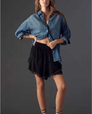 Anthropologie Studded Chiffon Skort thumbnail 5