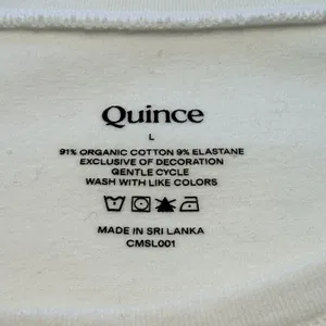 Quince Organic Cotton Long Sleeve White Crop T Shirt Size L Crewneck Minimalist thumbnail 5