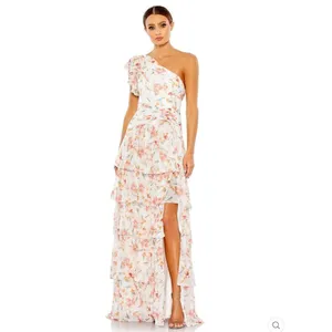 Mac Duggal 55810 Womens Floral Ruffle One Shoulder Gown Dress thumbnail 3