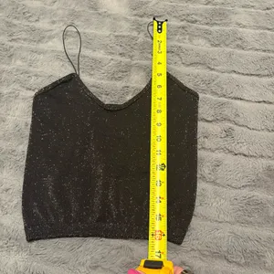Free People Intimately Metallic Shimmer Cropped Tank Top Black M/L thumbnail 6