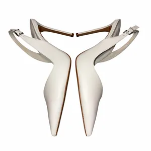 Schutz White Leather & Clear Acrylic Slingback Pointy Toe Heels Shoes 11 thumbnail 7