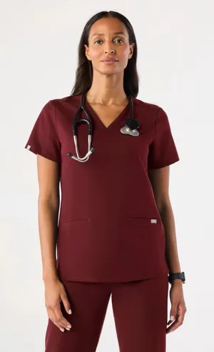 Figs Women's Burgundy Casma Three Pocket Scrub Top Small‎ thumbnail 1