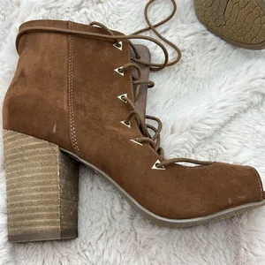 Carlos Santana lace up brown block heel booties Brown Size 10 thumbnail 7