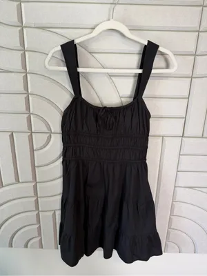 Aritzia Sunday Best Martine Poplin Dress Black Medium Cotton Sleeveless thumbnail 2