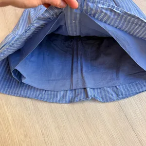 Madewell Blue White Pinstripe Button Front Tiered Cotton Mini Skirt Size‎ Small thumbnail 4