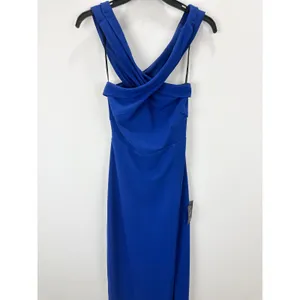 Lulus Head to Cocktail Hour Royal Blue Halter Neck Maxi Dress Formal Medium NWT thumbnail 6