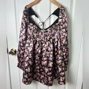 For Love And Lemons Floral Kate Long Sleeve Mini Dress M thumbnail 2