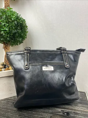 Nine West 100% Leather Black Shoulder Tote Bag thumbnail 2