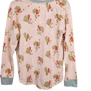 Cuddl Duds Pink Soft Long Sleeve Top with Christmas Holiday Sloth Print thumbnail 10