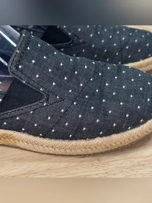 Toms Alpargata Polkadot Espadrille Canvas‎ Slip On Flats Shoes Black White 7.5 thumbnail 7