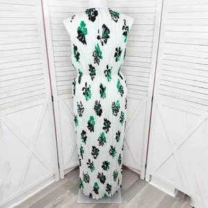 Banana‎ Republic Crinkle Pleat Chiffon Floral Maxi Dress White Green XL thumbnail 6