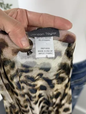 Cute Animal Print Sheer Top Size S Brown thumbnail 5
