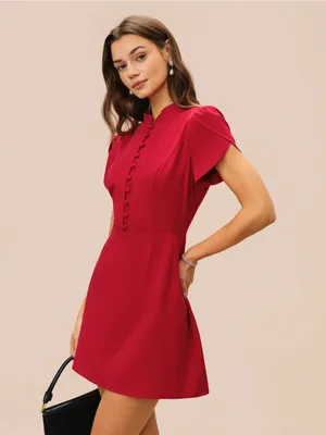 Rihoas Red Petal Sleeve Mini Dress thumbnail 3