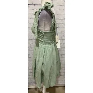 NWT Amable By Mable Anthropologie Green Ribbon Shoulders Mini Dress Size Medium thumbnail 4