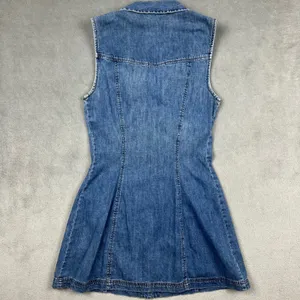 VTG Guess Jeans Junior Sz‎ 3 Mini Dress Blue Denim Sleeveless Button Front 90s thumbnail 2
