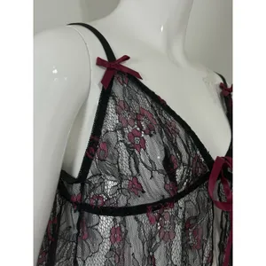 Women’s Whimsigoth Sleep Top Black Lace Babydoll Bows Floral Fairy Size XL thumbnail 5