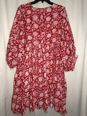 Daughters of India Kyra Mini Dress‎ Saffron Red White Floral Size XL thumbnail 3
