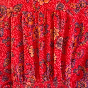 Free People Long Sleeve Floral V-Neck I Got You Printed Top Red Size Medium thumbnail 7
