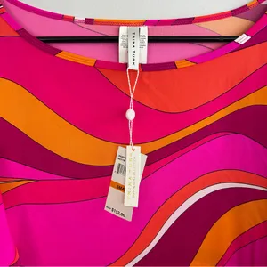 NWT Trina Turk Vivid Vista Pink/Orange Cover Up Mini Swim Tunic Dress Size Small thumbnail 10