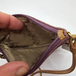 Coach Purple Suede Leather Wristlet thumbnail 5