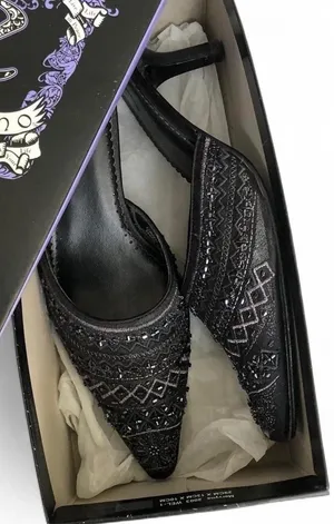 2000s Y2K Whimsygoth Romantic Coquette Black mules kitten heels thumbnail 1