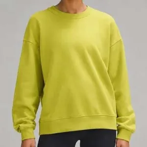 Lululemon Women Sweatshirt XL Yellow Perfectly Oversized Crew Pullover Logo thumbnail 1