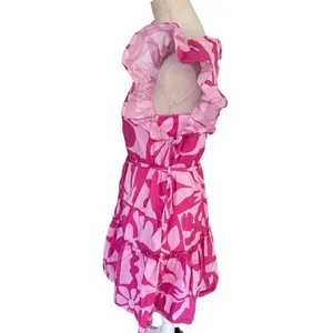 Oliphant Flirty Ruffle Hem Mini Dress in pink XS thumbnail 2
