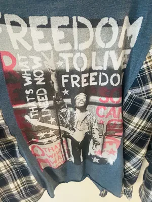 Jimi Hendrix Graphic Tee Flannel Blue thumbnail 3