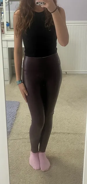 Purple Faux Leather Leggings thumbnail 1