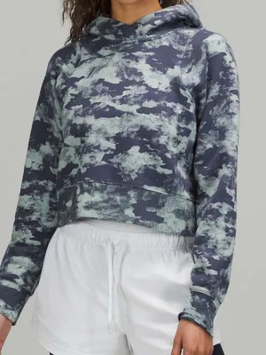 Lululemon Loungeful Cropped Hoodie Heritage Camo Wash WP Blue Multi size 10 thumbnail 1