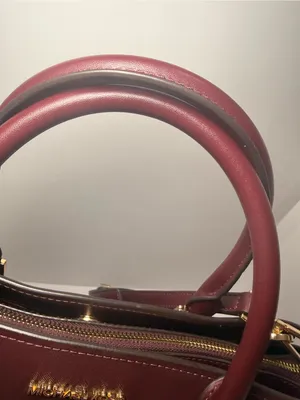 Michael Kors Wine Saffiano Leather Satchel with Gold Hardware thumbnail 4