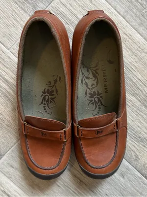 Merrell Womens 8 M Brown Leather Sport Driving Loafer Shoe Hidden Wedge thumbnail 3
