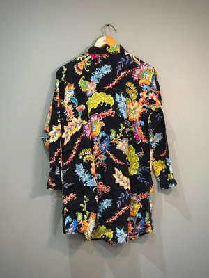 Black Multicolor Ralph Lauren Floral Nightshirt Size S EUC thumbnail 5